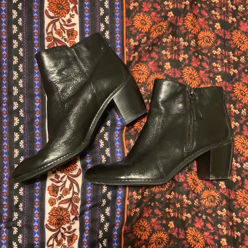 Black leather ankle boots